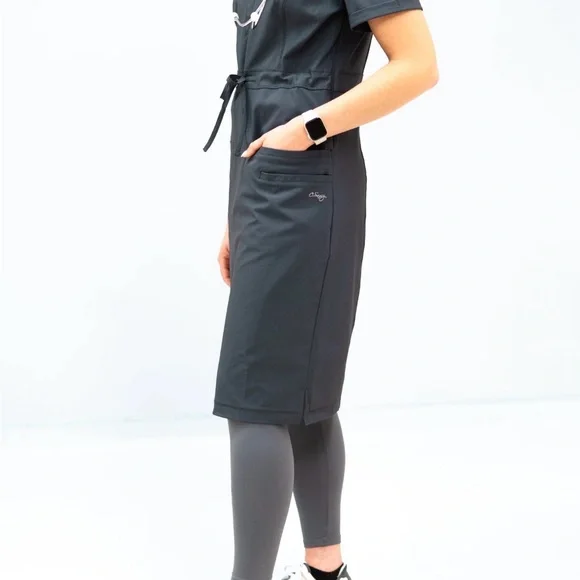 C. Saucy Scrub Dress, Pewter Size Large (fits a medium) - Picture 2 of 6